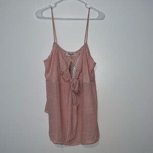 Light pink & white tank top with adjustable bow